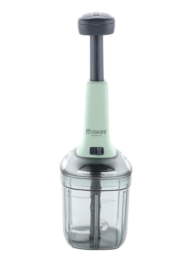 Floraware Food Chopper Steel Large Manual Hand-Press Vegetable Chopper Mixer Cutter to Cut Onion, Salad, Tomato, Potato (Pista, 900ML) - Image 1